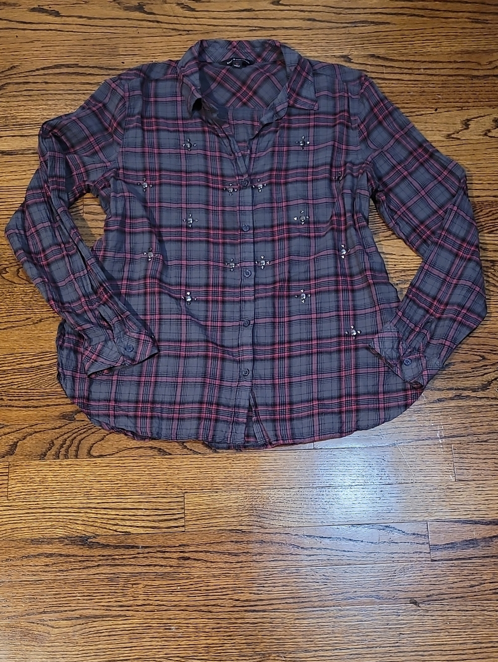 Rock & Republic Plaid Button-Down Shirt - Gray & Red